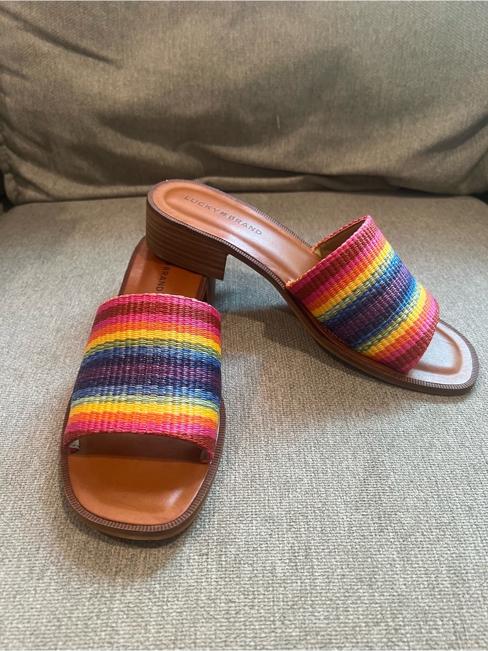 Lucky Brand Frijana Rainbow Stripe Slide Sandals - Multicolor